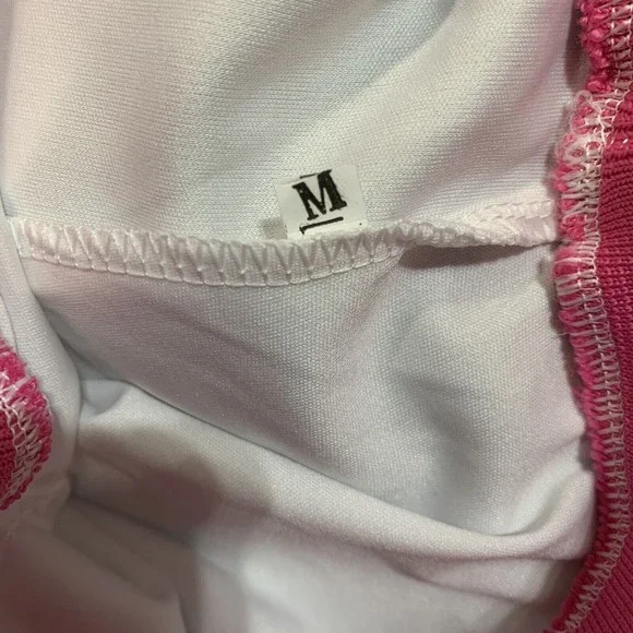 Women White Bodycon Shirts & Shorts with Sequined Front Logo Set Size XXL (A41) - Picture 12 of 13